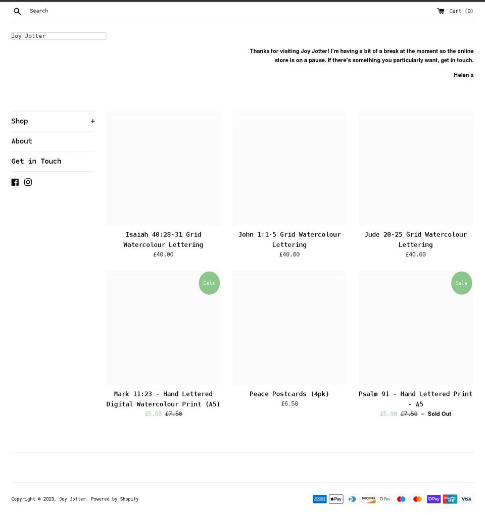 joyjotter.co.uk shopify website screenshot