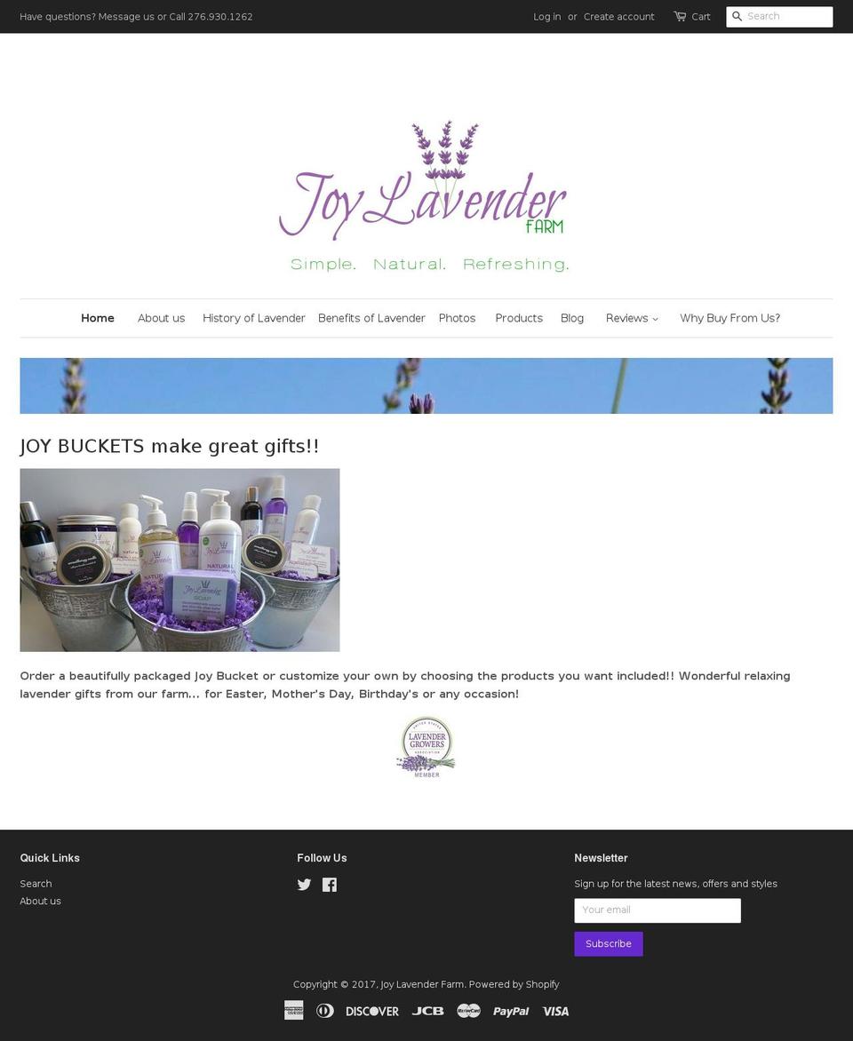 joylavender.com shopify website screenshot