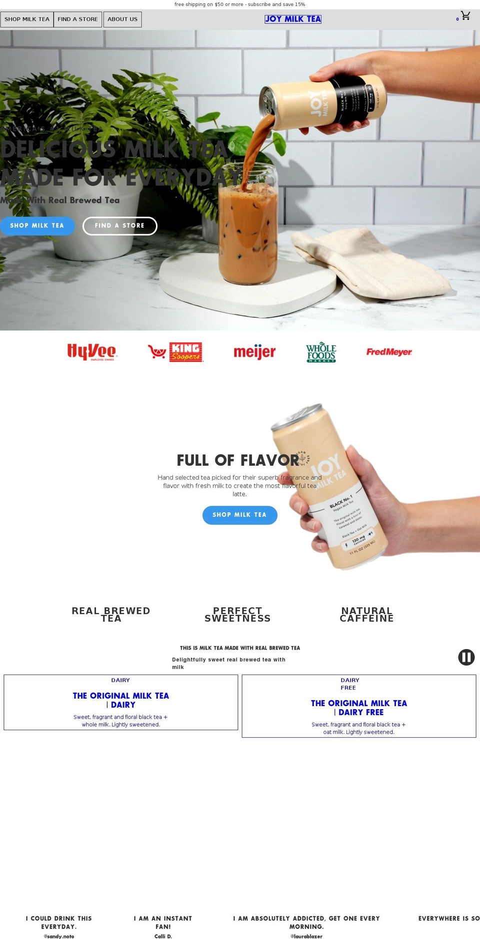 joymilktea.com shopify website screenshot