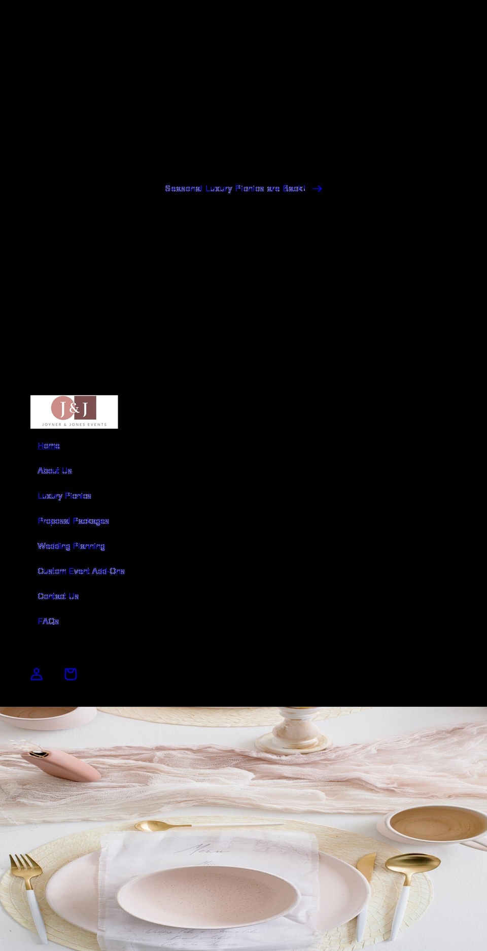 joynerandjonesevents.com shopify website screenshot