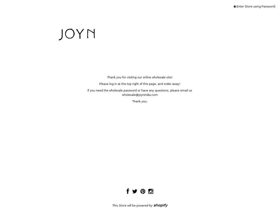 joynwholesale.com — Shopify storefront screenshot