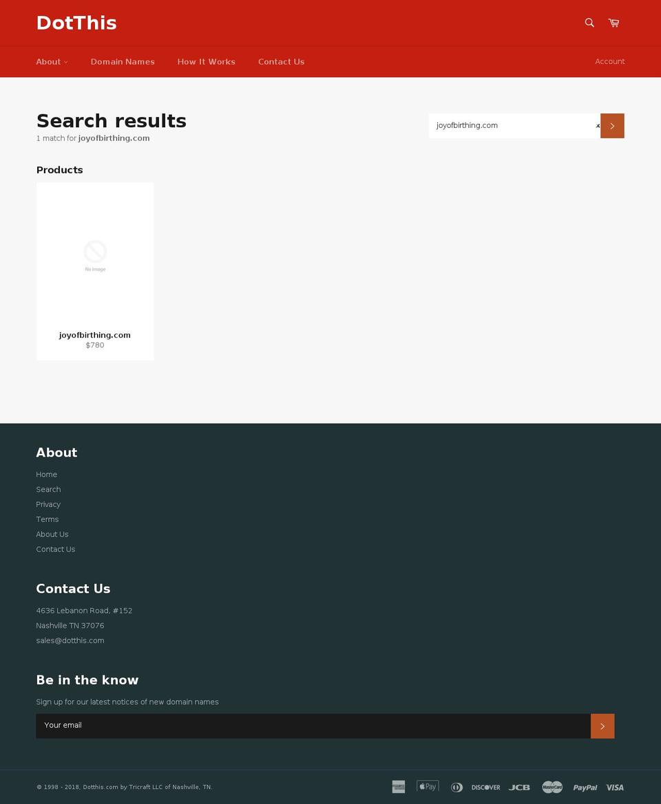 joyofbirthing.com — Shopify storefront screenshot