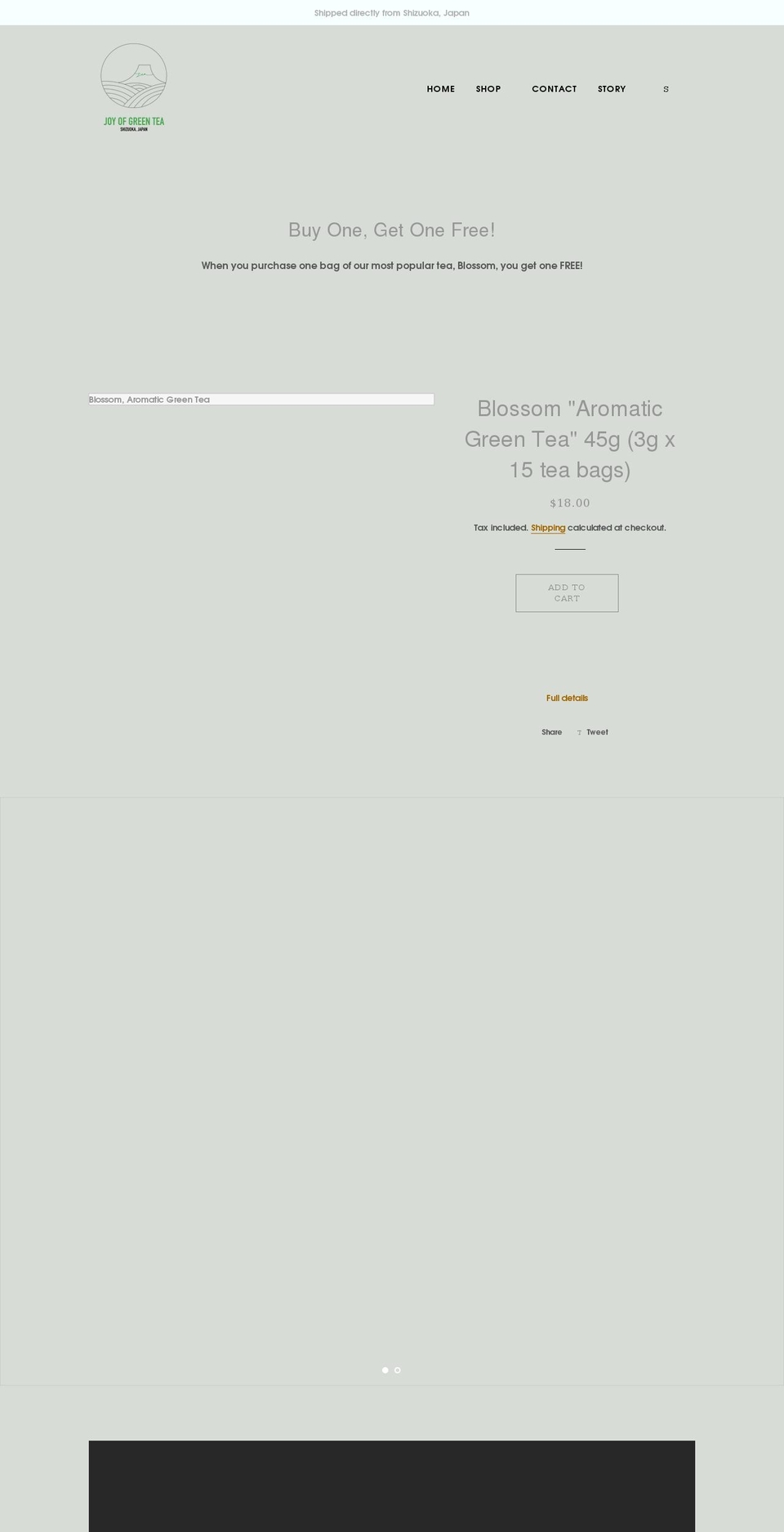 joyofgreentea.com shopify website screenshot