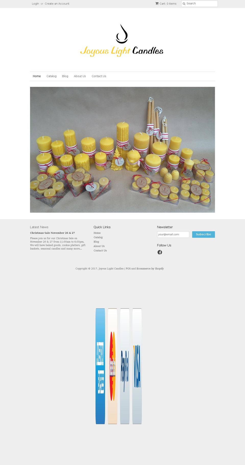 joyouslightcandles.ca shopify website screenshot