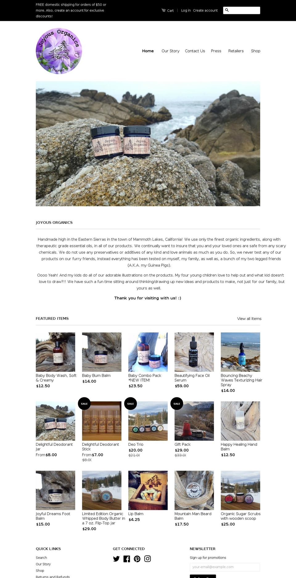 joyousorganics.com shopify website screenshot