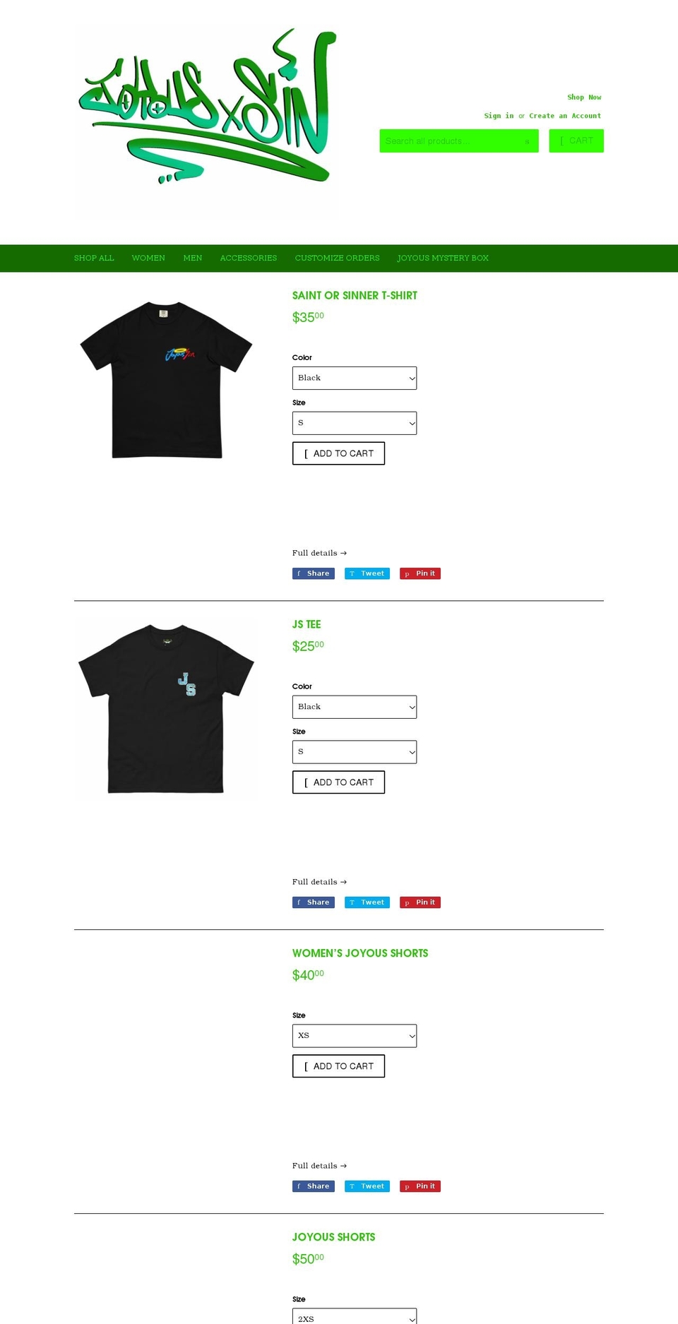 joyoussin.com shopify website screenshot