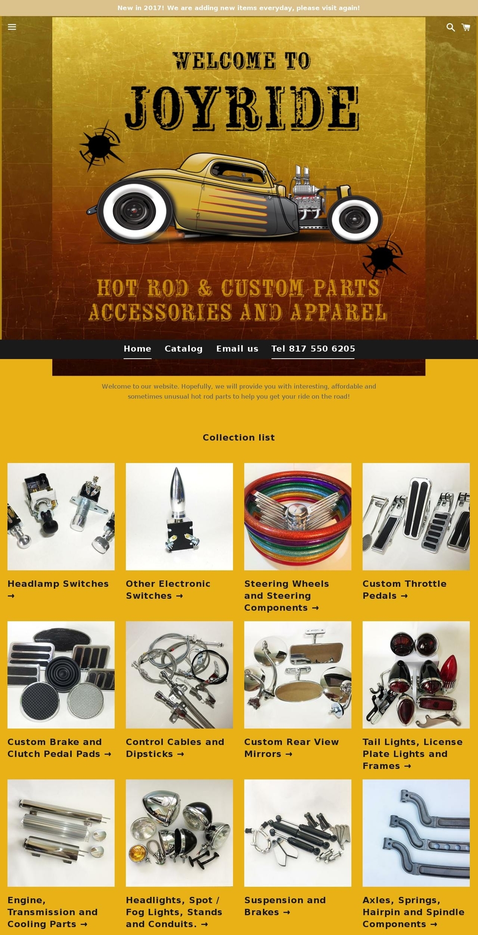 joyridehotrods.com — Shopify storefront screenshot