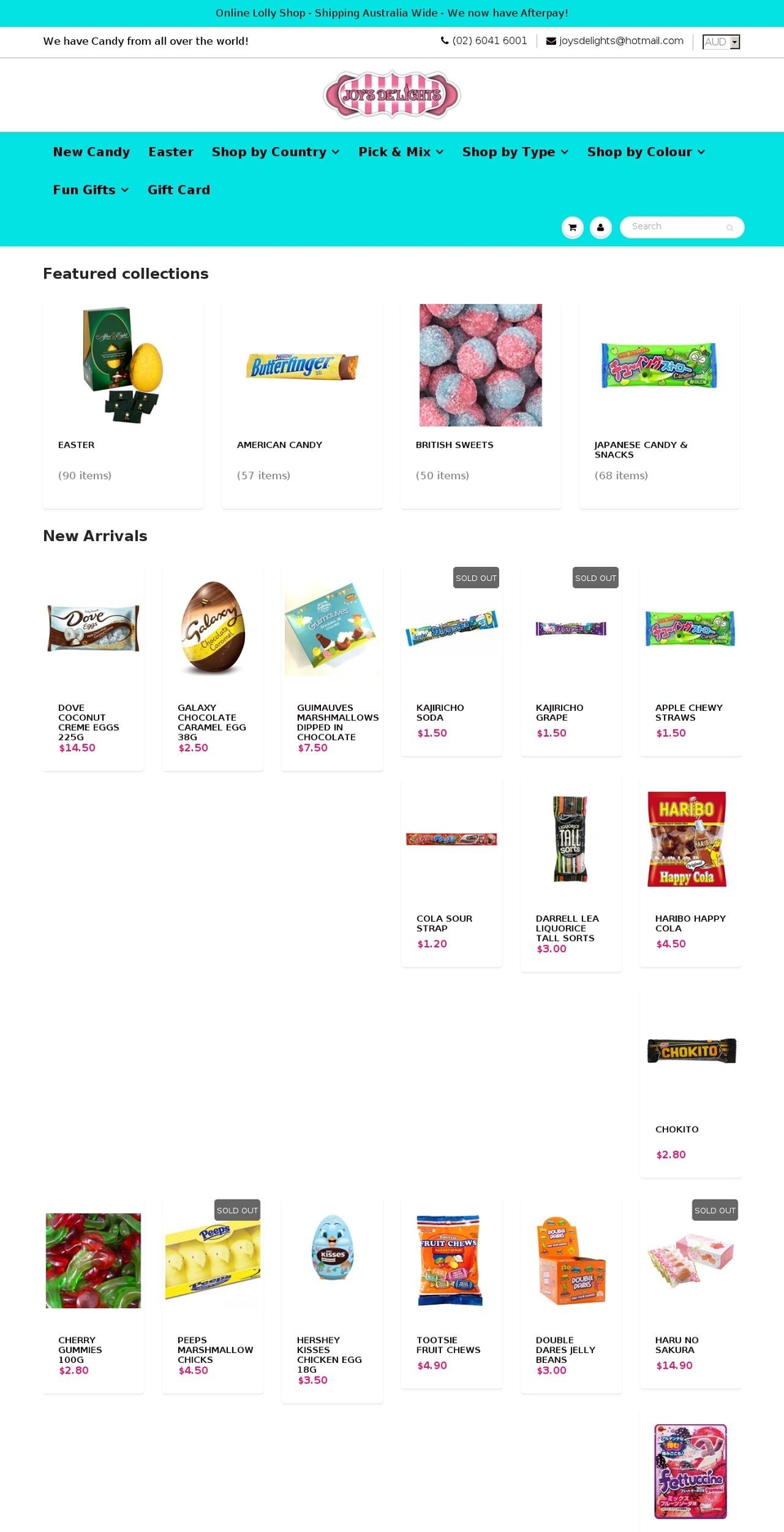 joysdelights.com.au shopify website screenshot