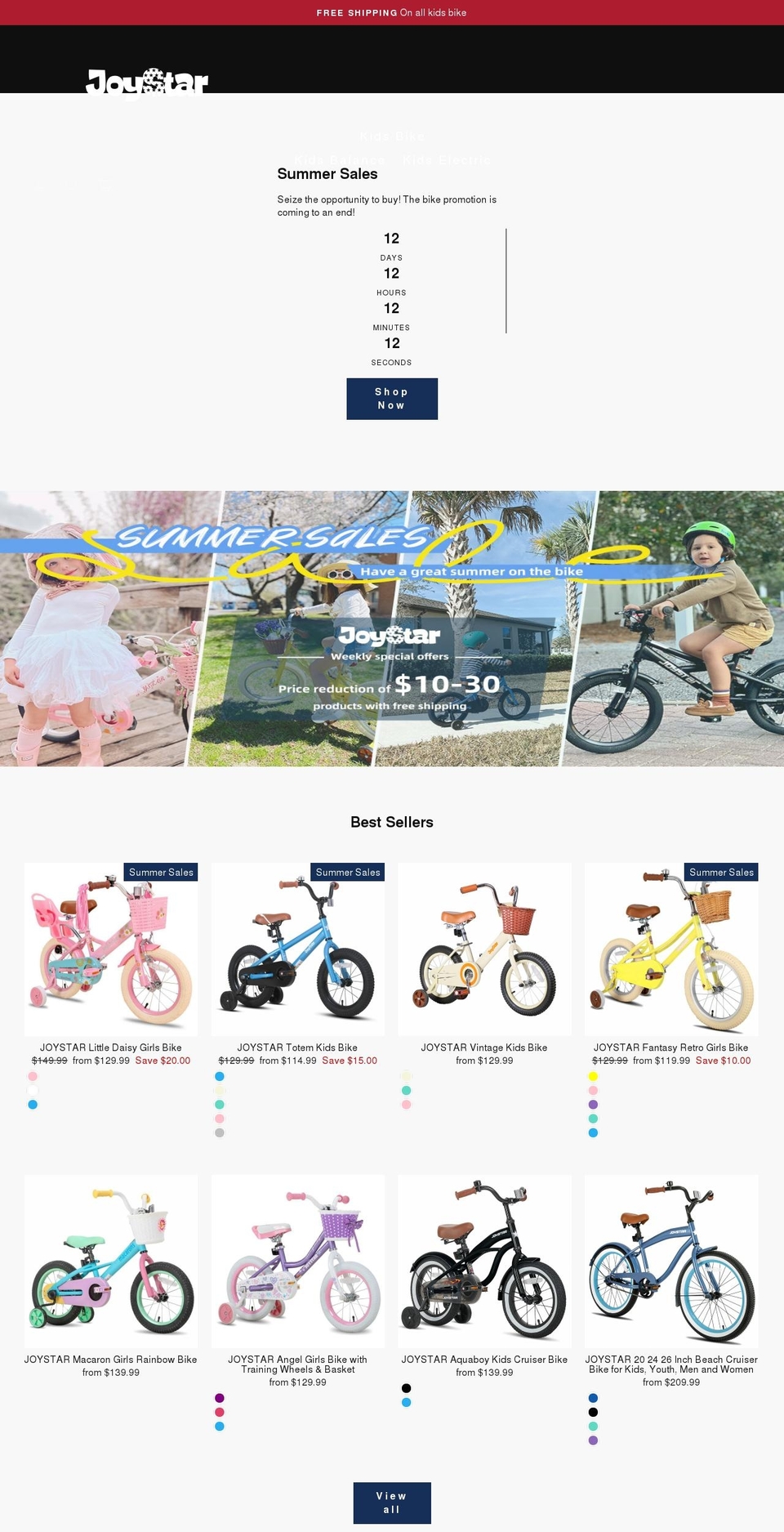 joystarbikes.com shopify website screenshot