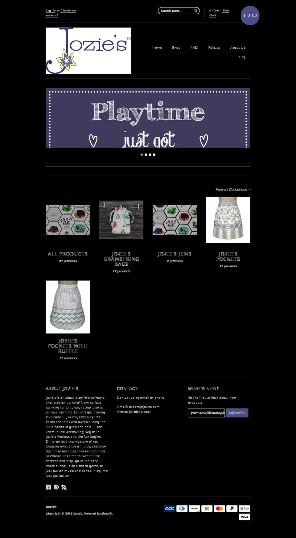 jozies.com shopify website screenshot