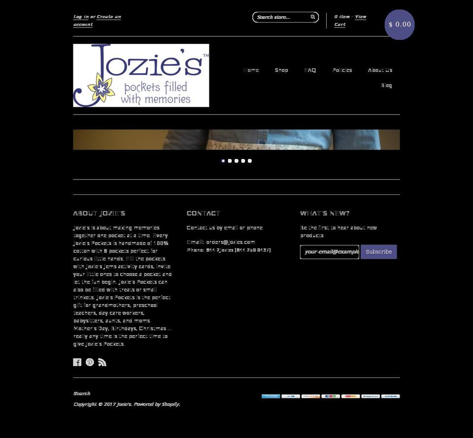 joziesjems.com shopify website screenshot