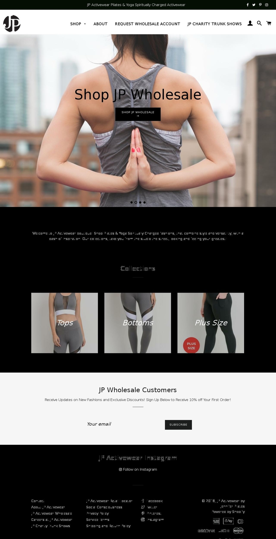 jpactivewear.com shopify website screenshot