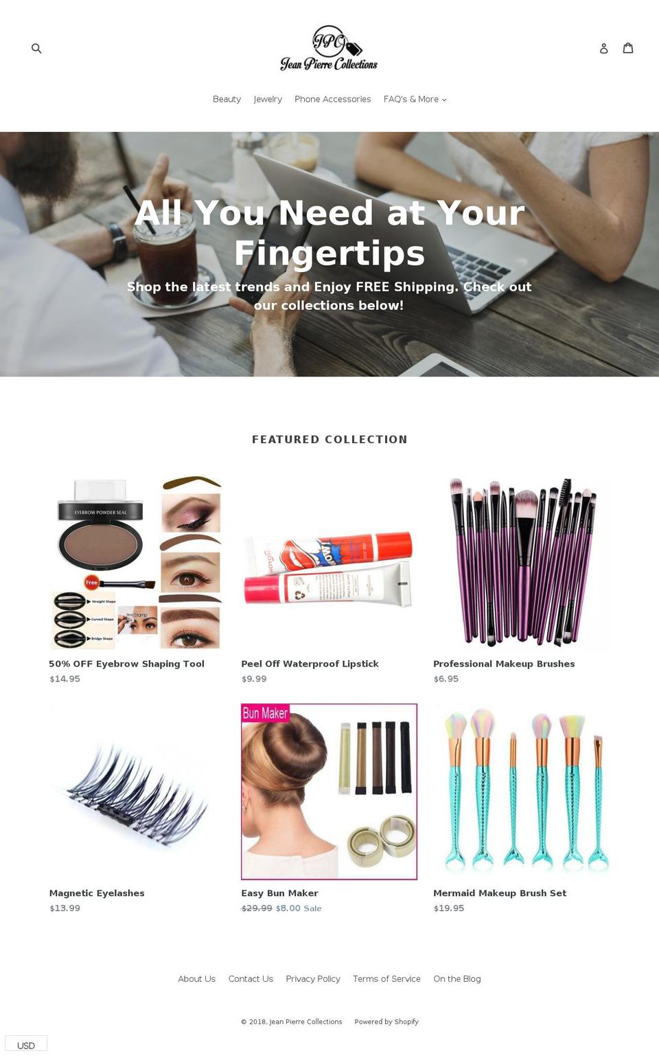 jpcollectionz.com shopify website screenshot
