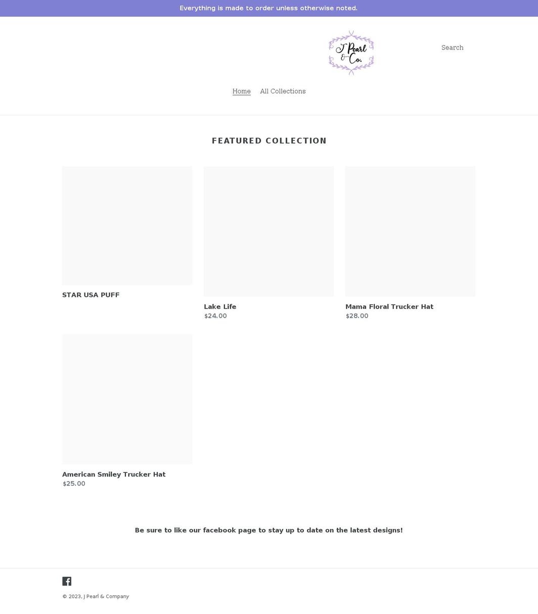 jpearlandcompany.com shopify website screenshot
