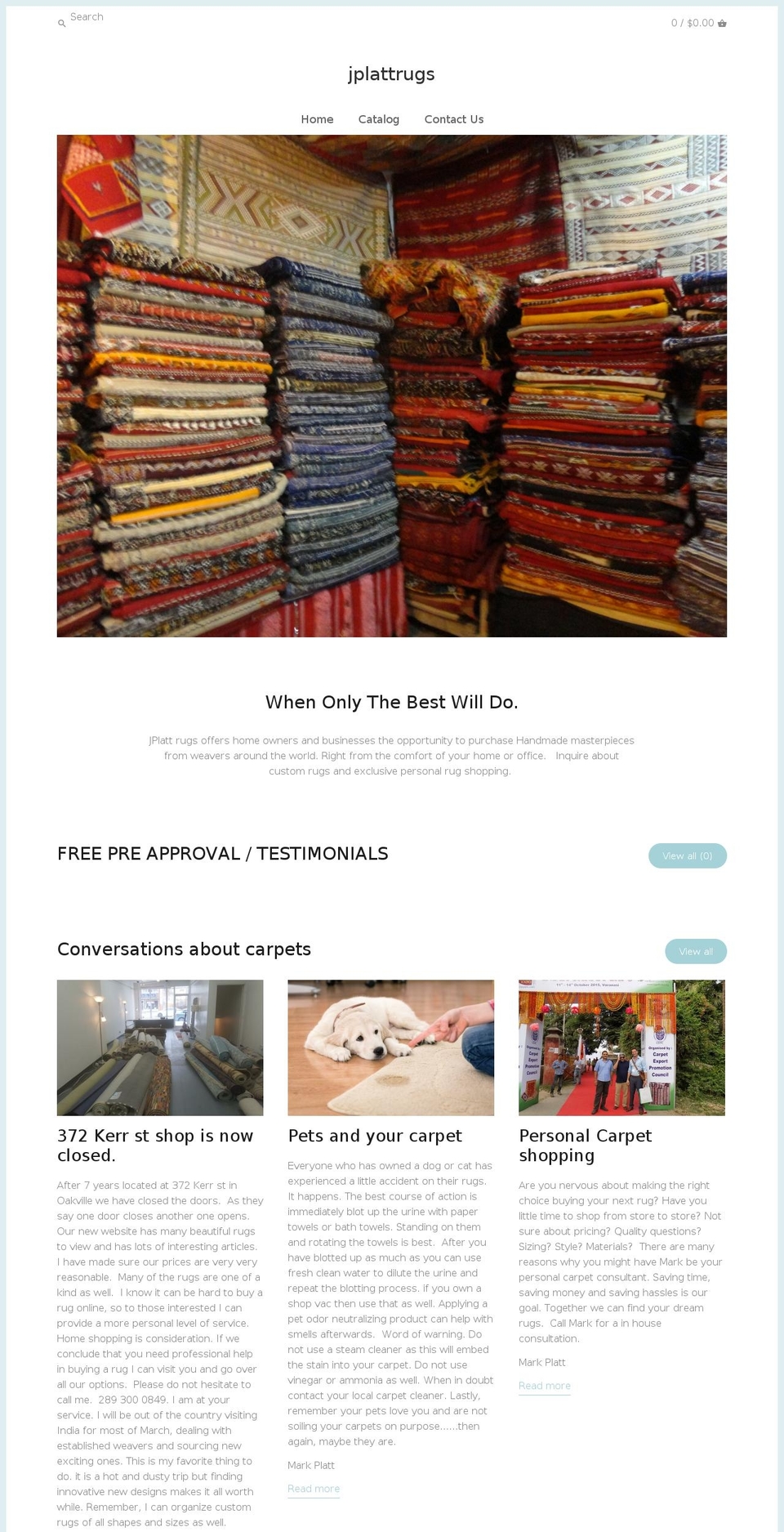jplattrugs.com — Shopify storefront screenshot