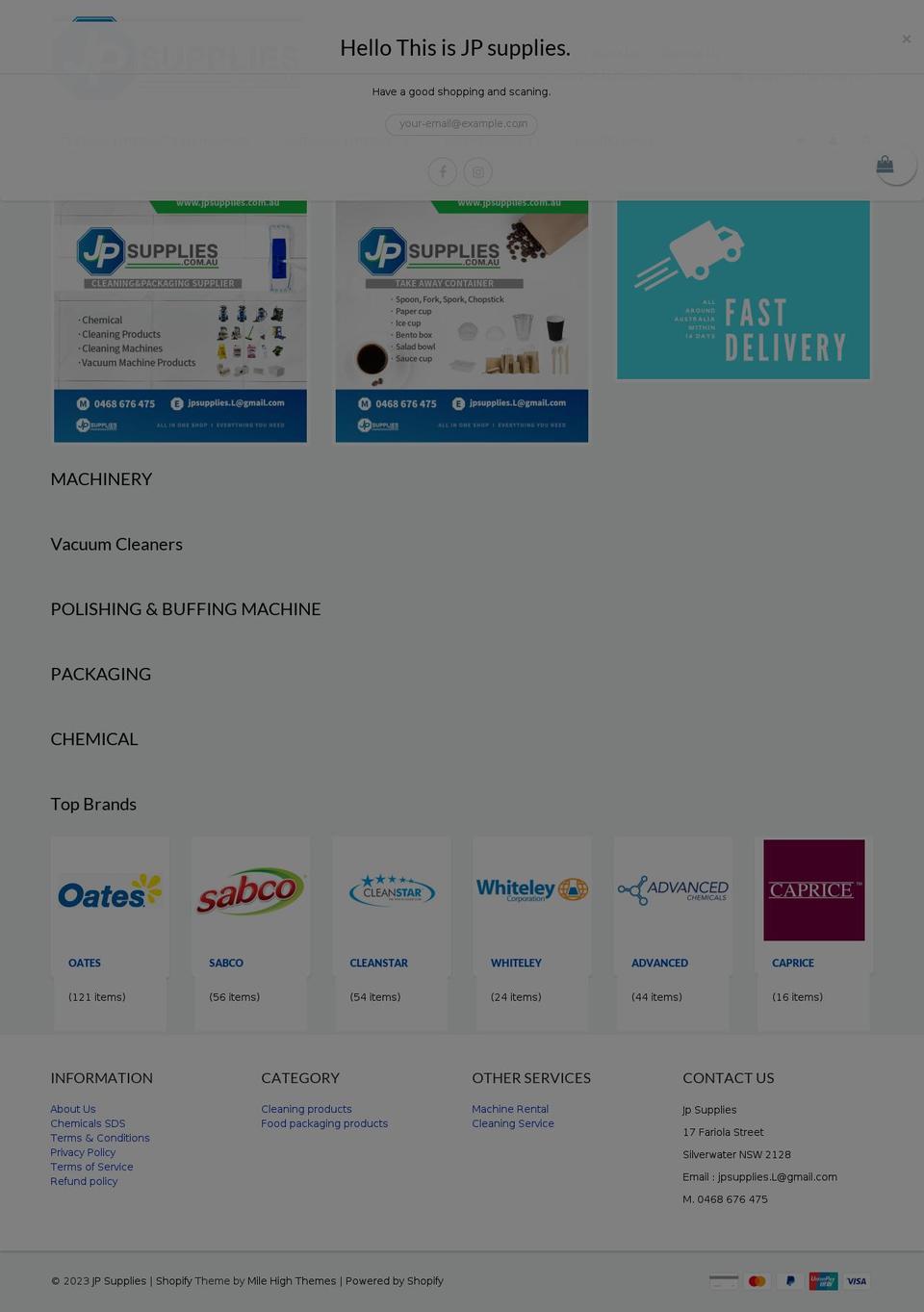 jpsupplies.com.au shopify website screenshot