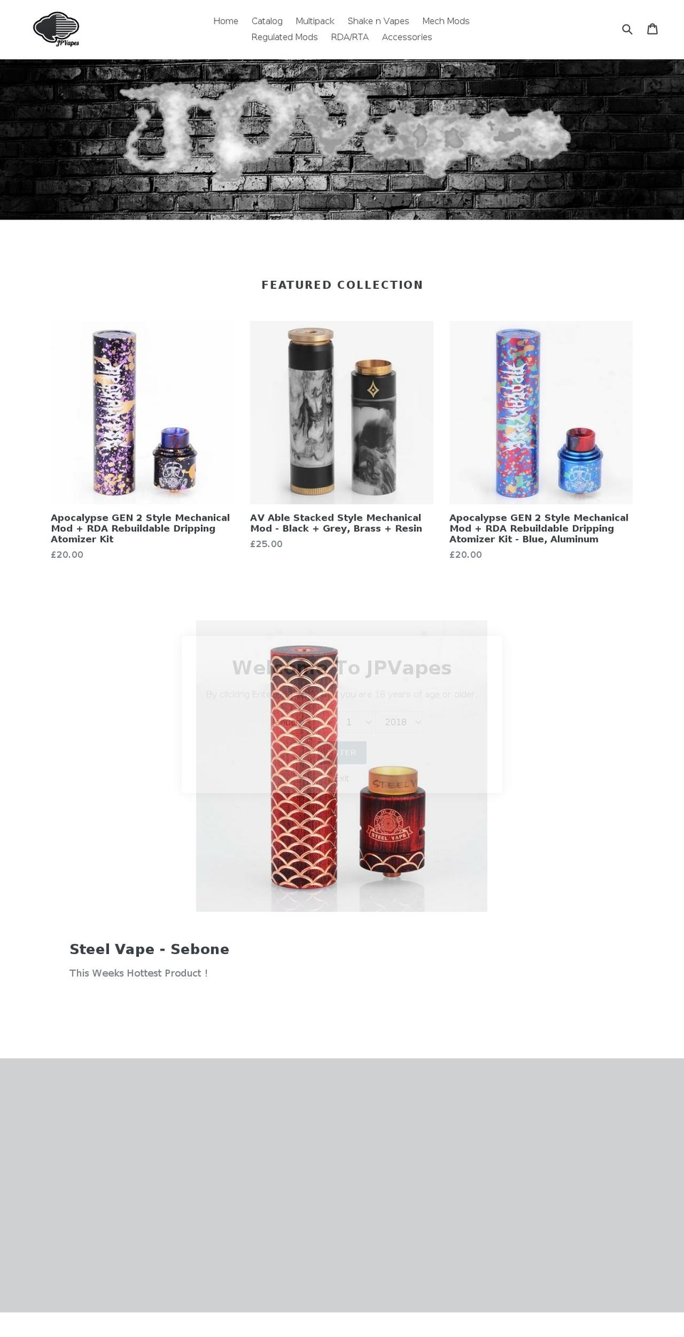 jpvapes.com — Shopify storefront screenshot