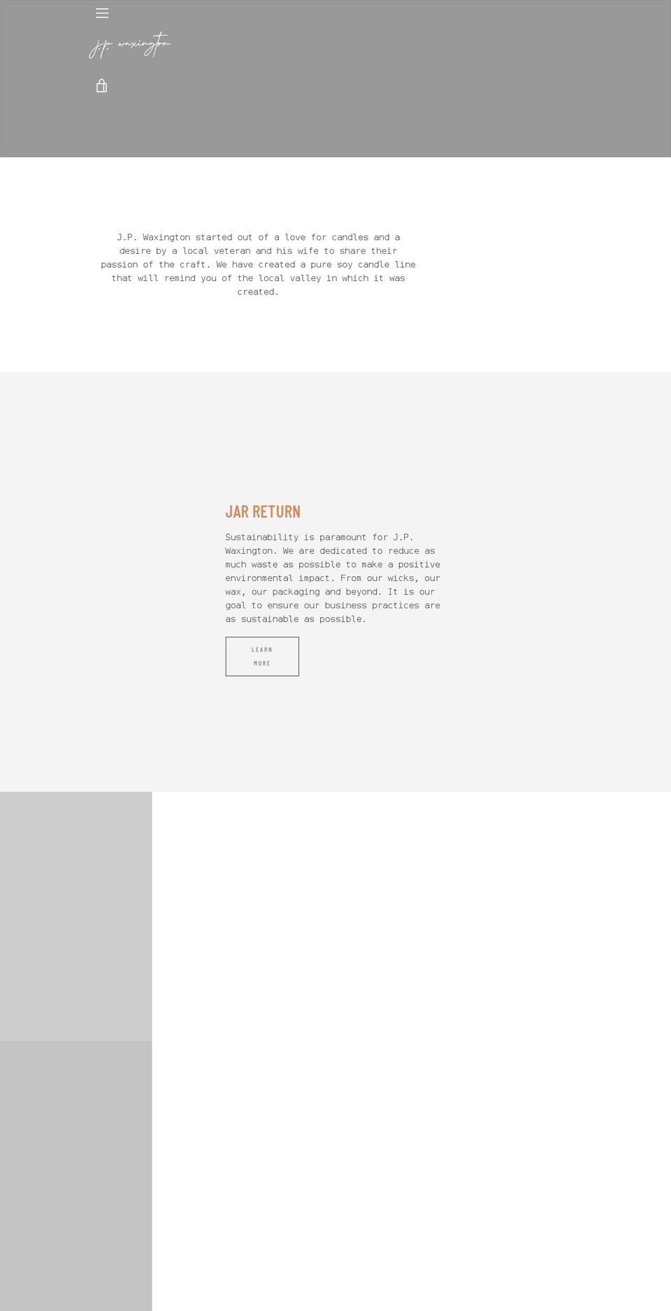 jpwaxington.com shopify website screenshot