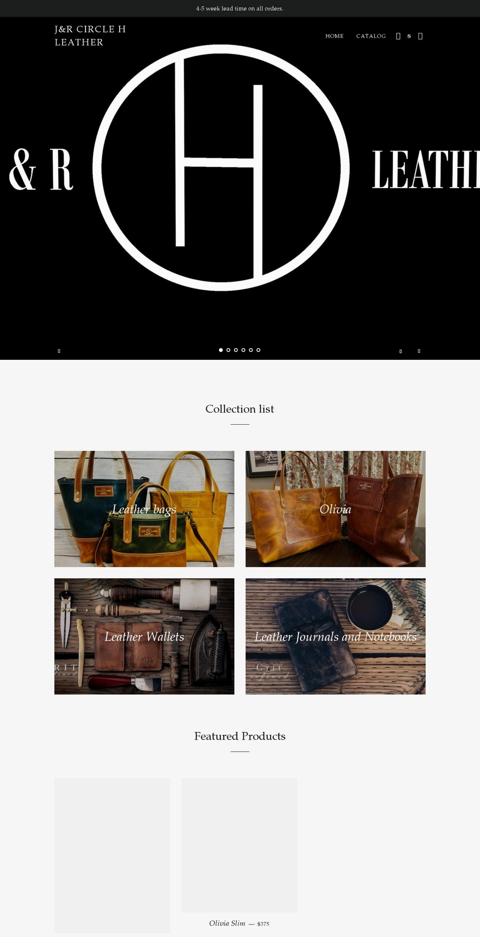 jrcirclehleather.com shopify website screenshot