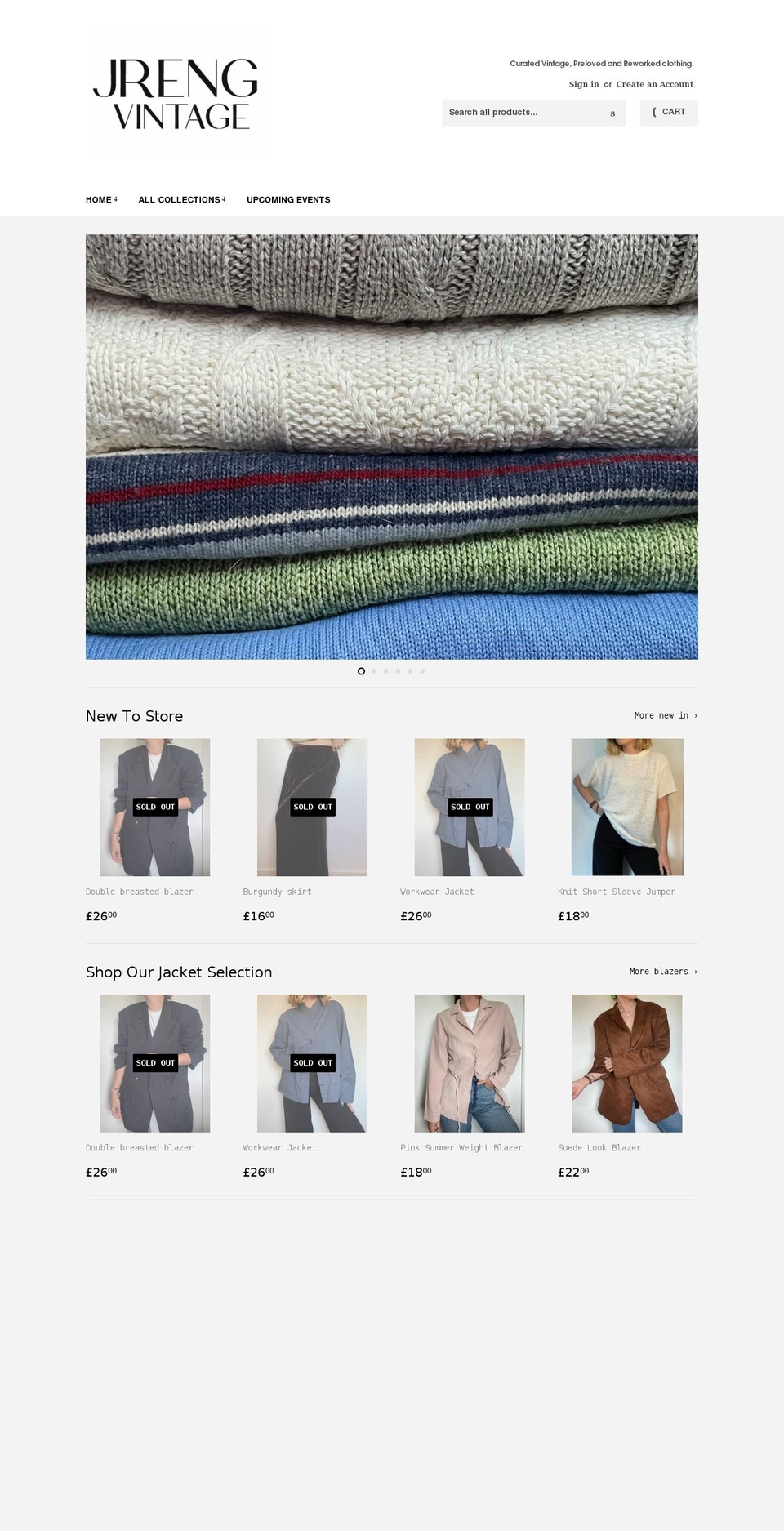jrengvintage.co.uk shopify website screenshot