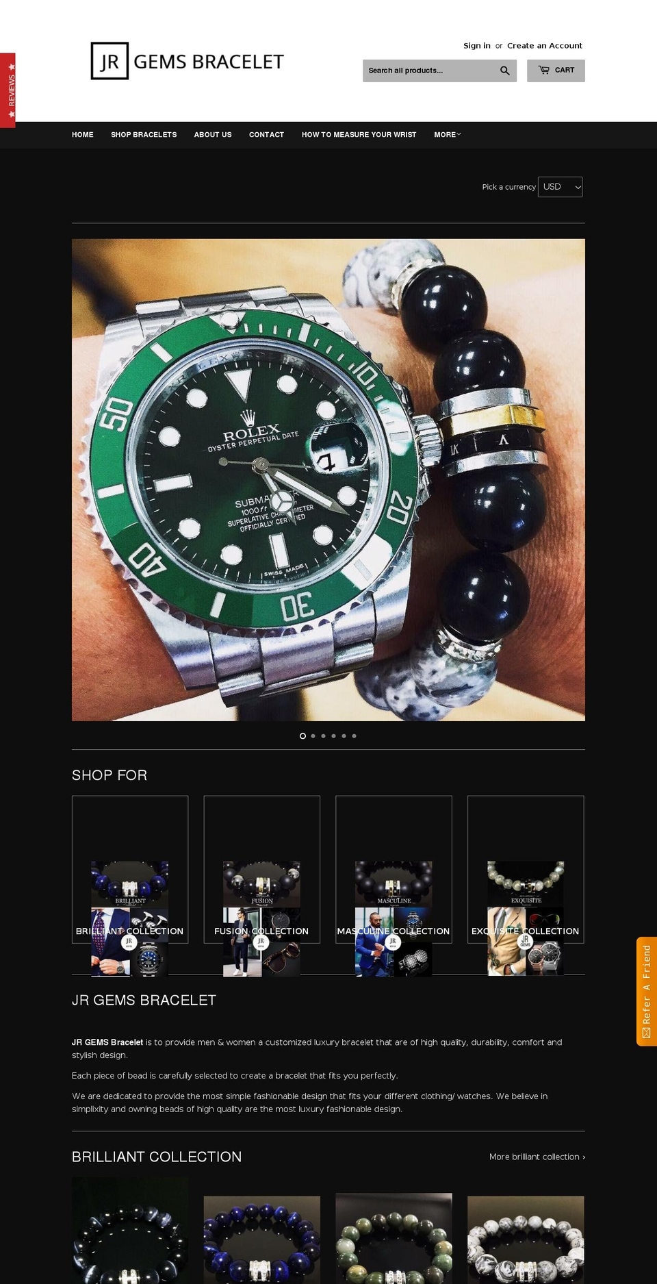 jrgemsbracelet.com — Shopify storefront screenshot