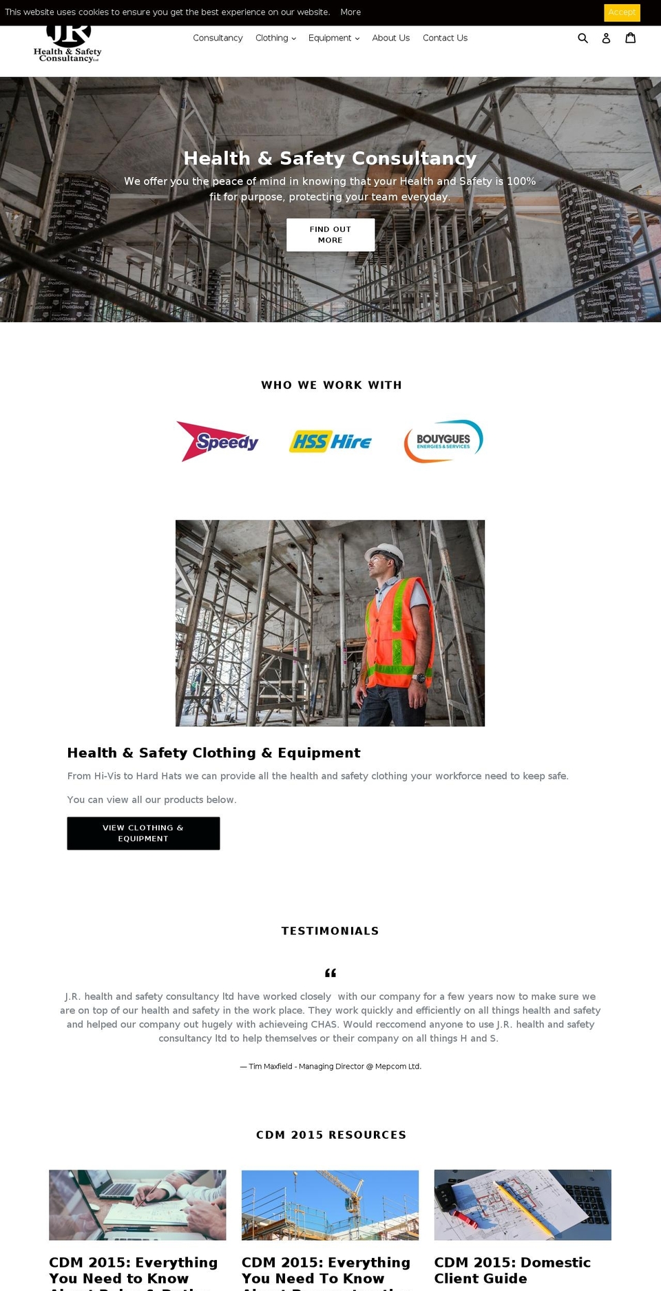jrhealthandsafetyshop.com — Shopify storefront screenshot