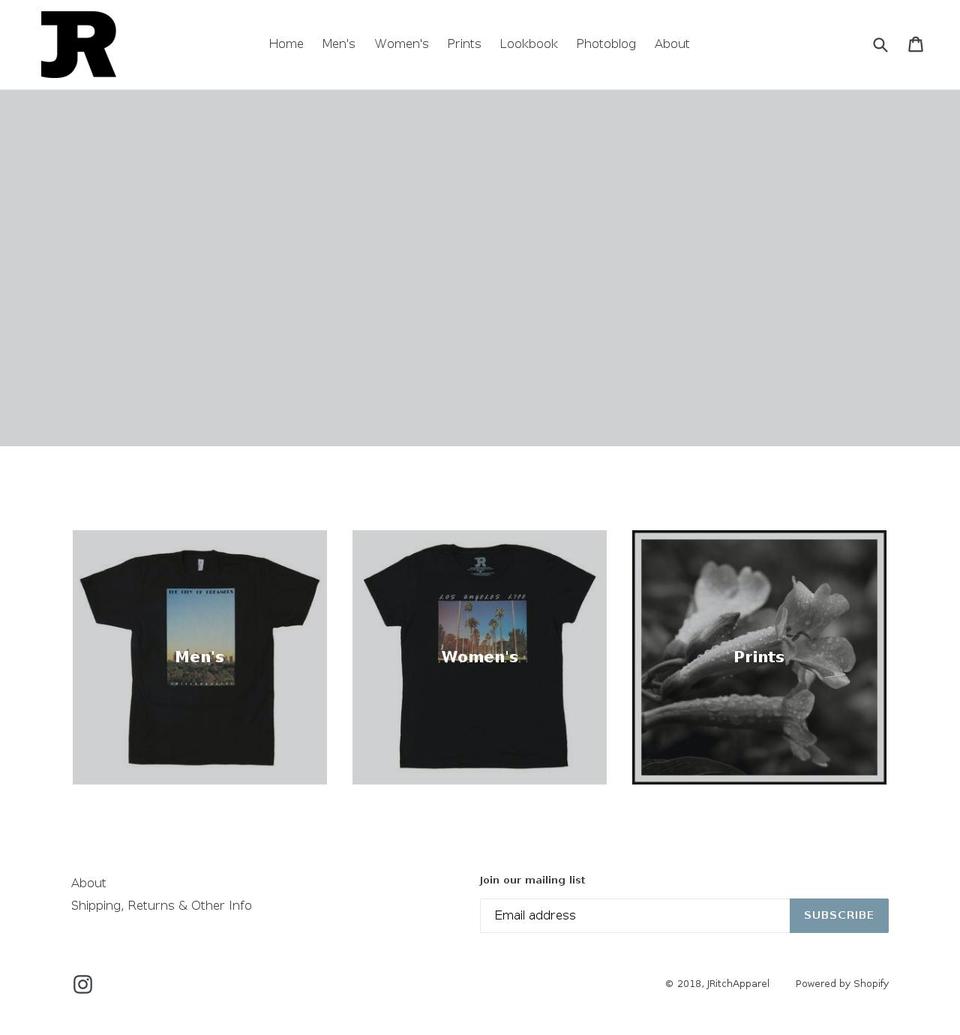 jritchapparel.com — Shopify storefront screenshot