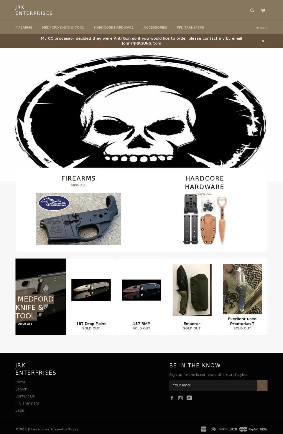 jrkblades.com — Shopify storefront screenshot
