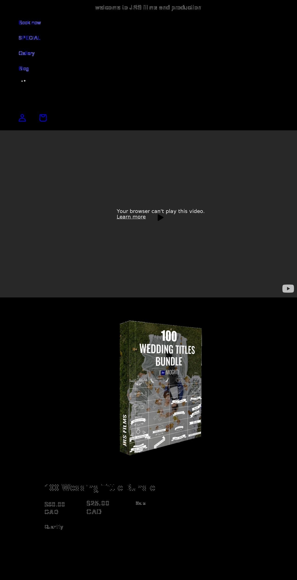 jrsfilms.com shopify website screenshot