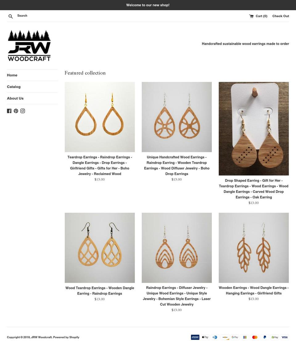 jrwwoodcraft.com — Shopify storefront screenshot