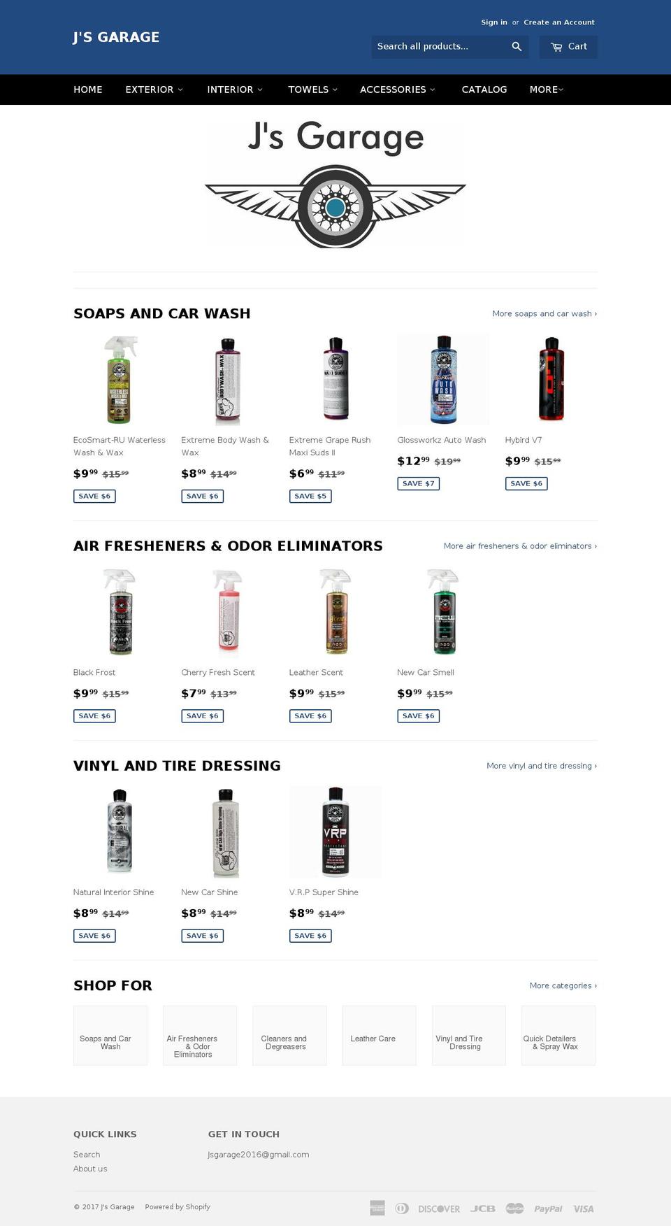 js-garage.com shopify website screenshot