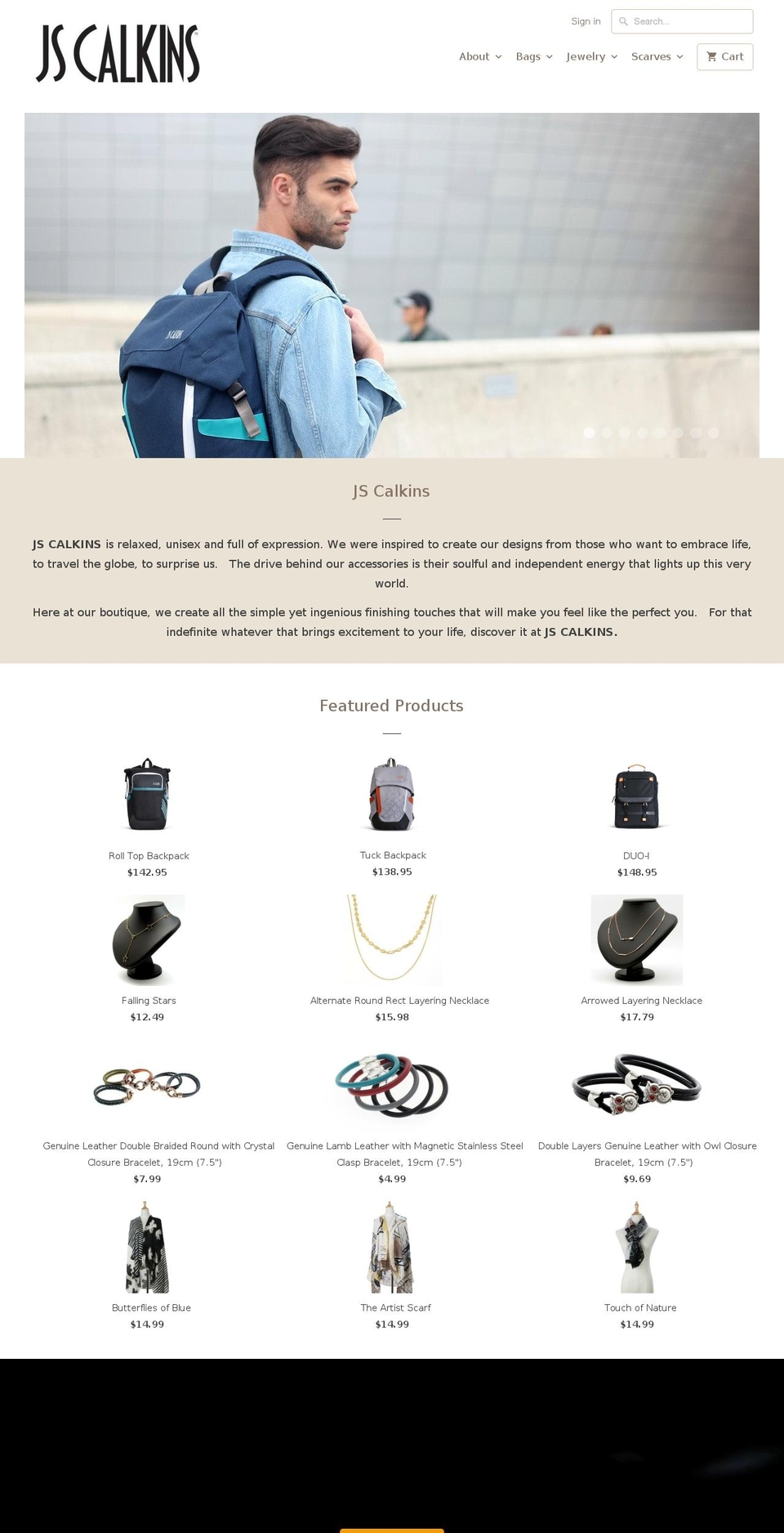 jscalkins.com shopify website screenshot