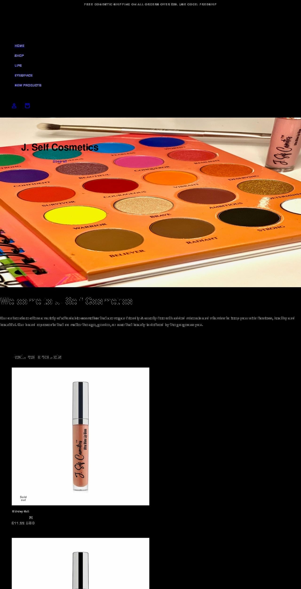jselfcosmetics.com shopify website screenshot
