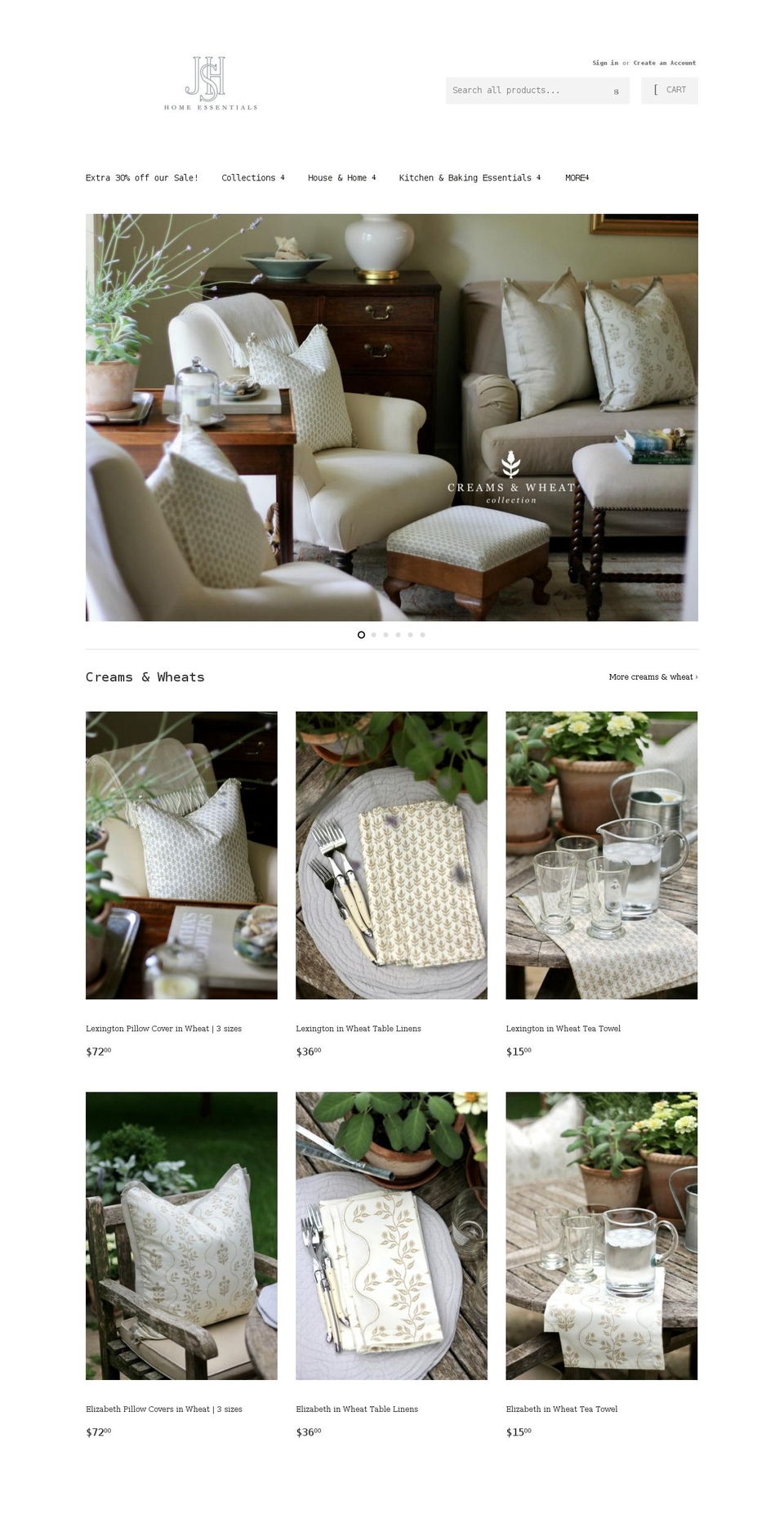 jshhomeessentials.com shopify website screenshot