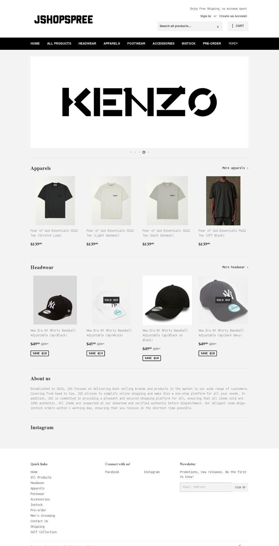 jshopspree.com — Shopify storefront screenshot