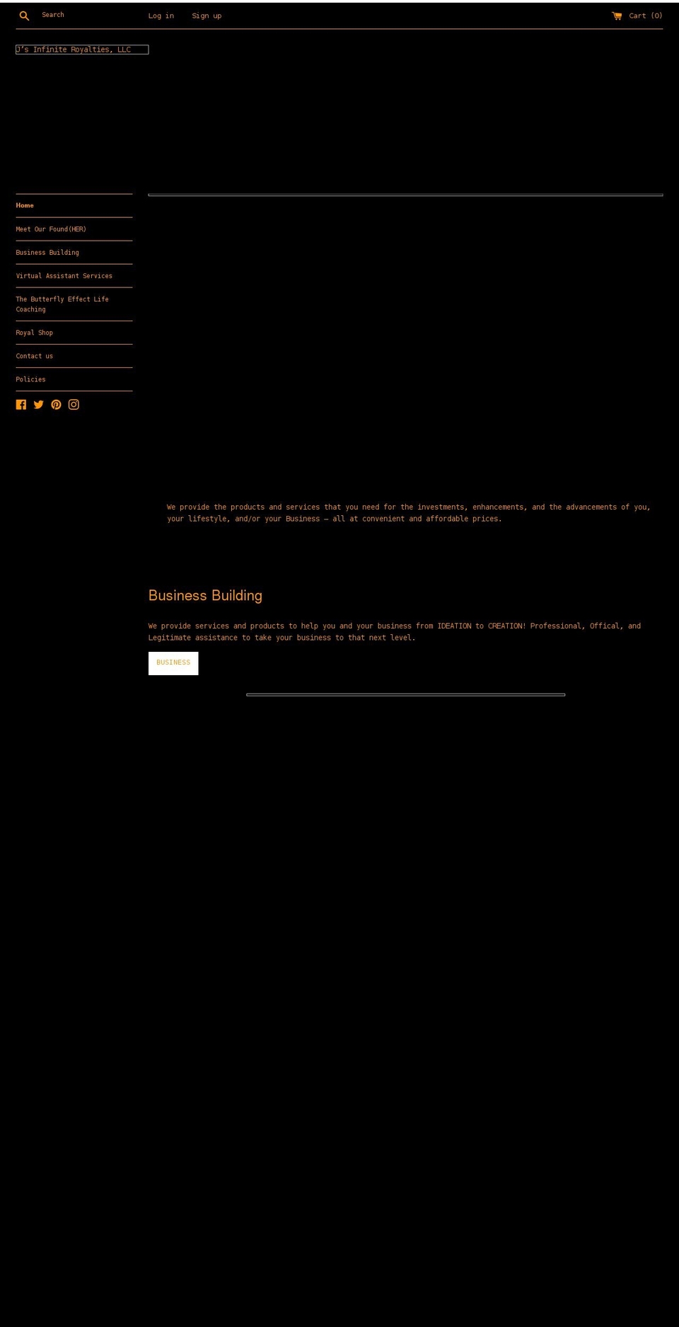 jsinfiniteroyalties.com shopify website screenshot