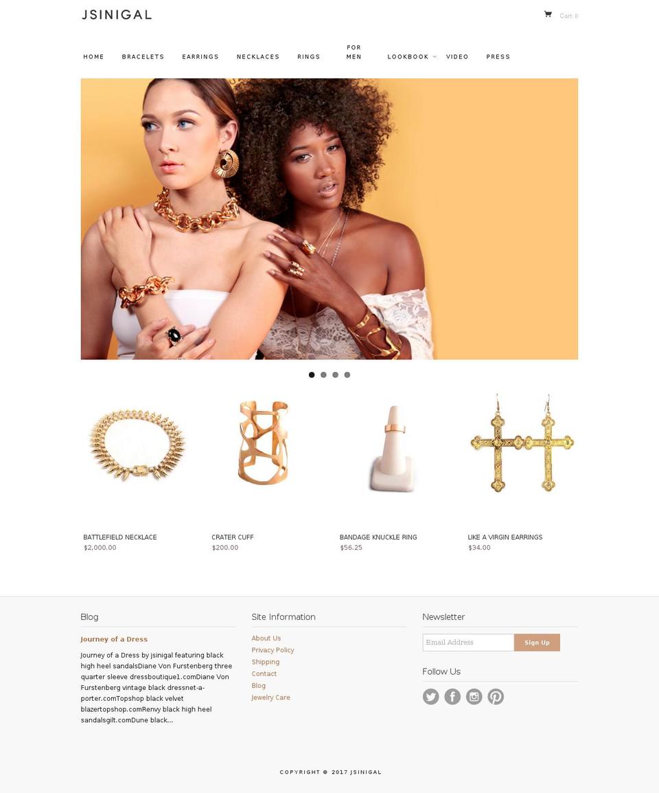 jsinigal.com shopify website screenshot