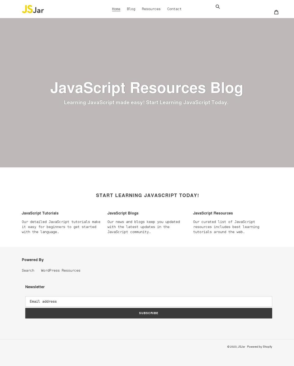 jsjar.com shopify website screenshot