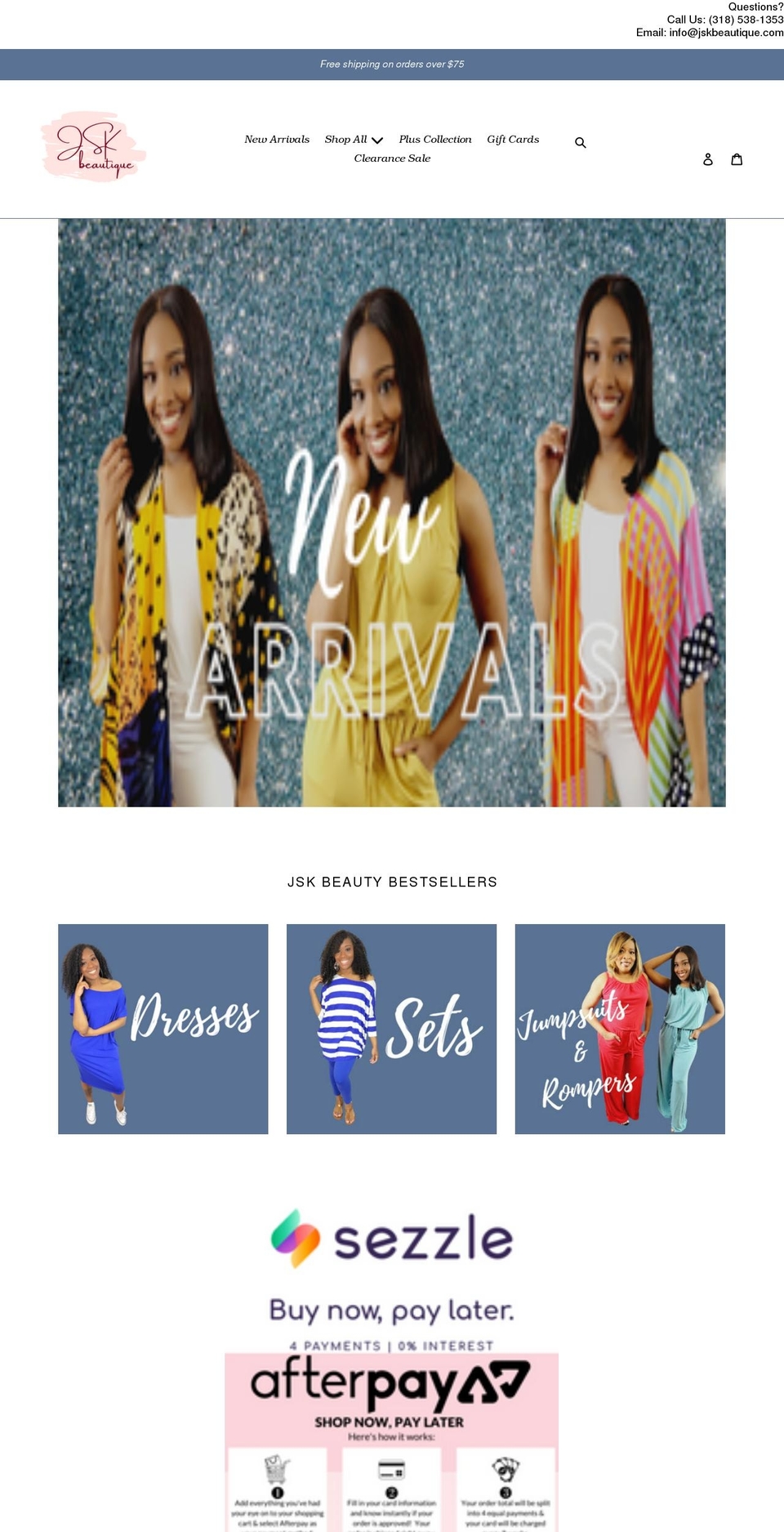 jskbeautique.com shopify website screenshot