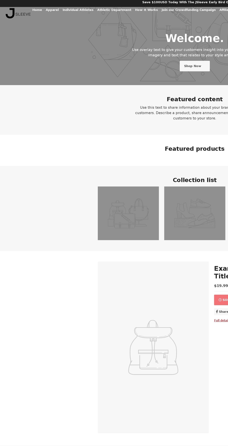 jsleeveshop.com — Shopify storefront screenshot