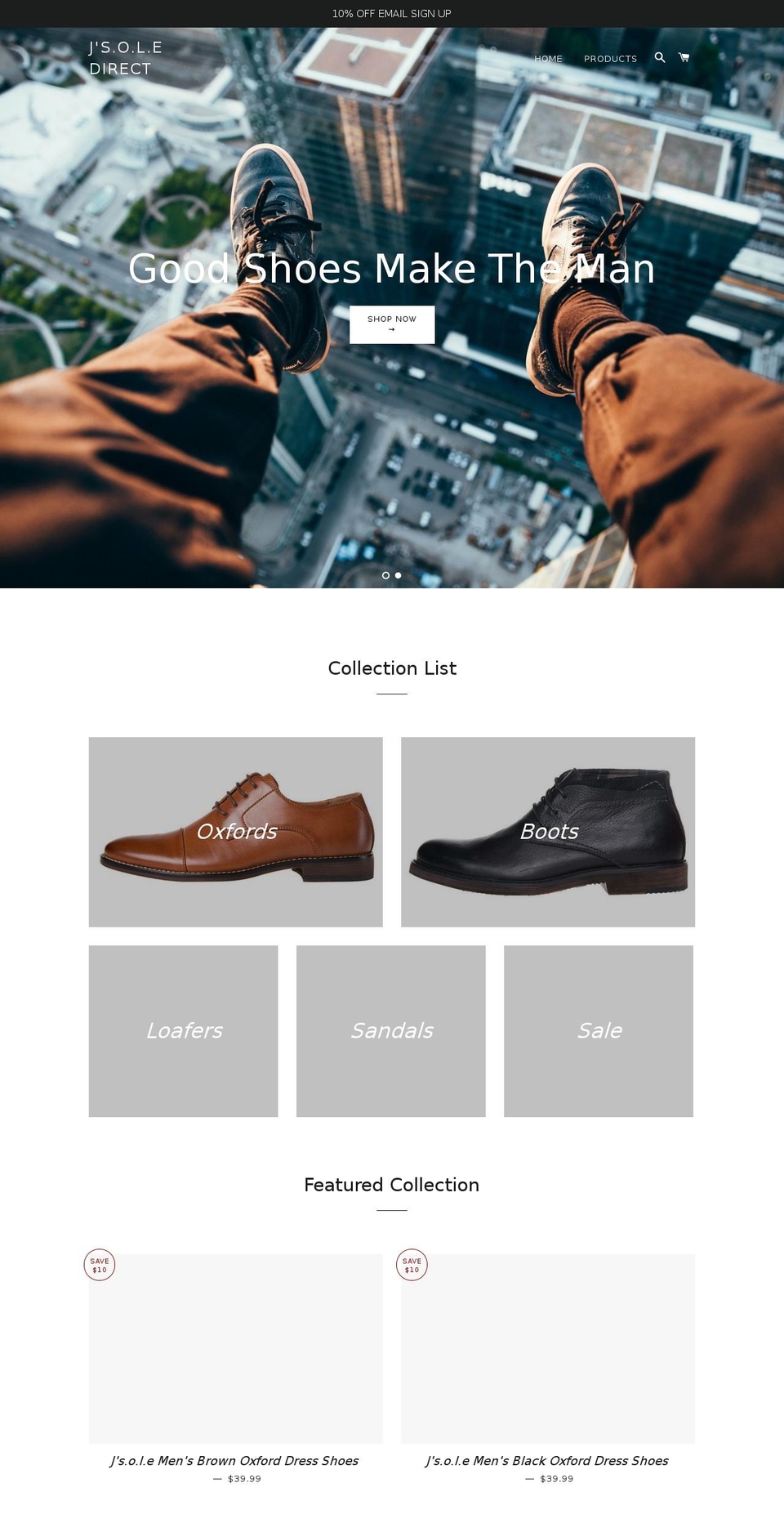 jsoleshoes.com — Shopify storefront screenshot