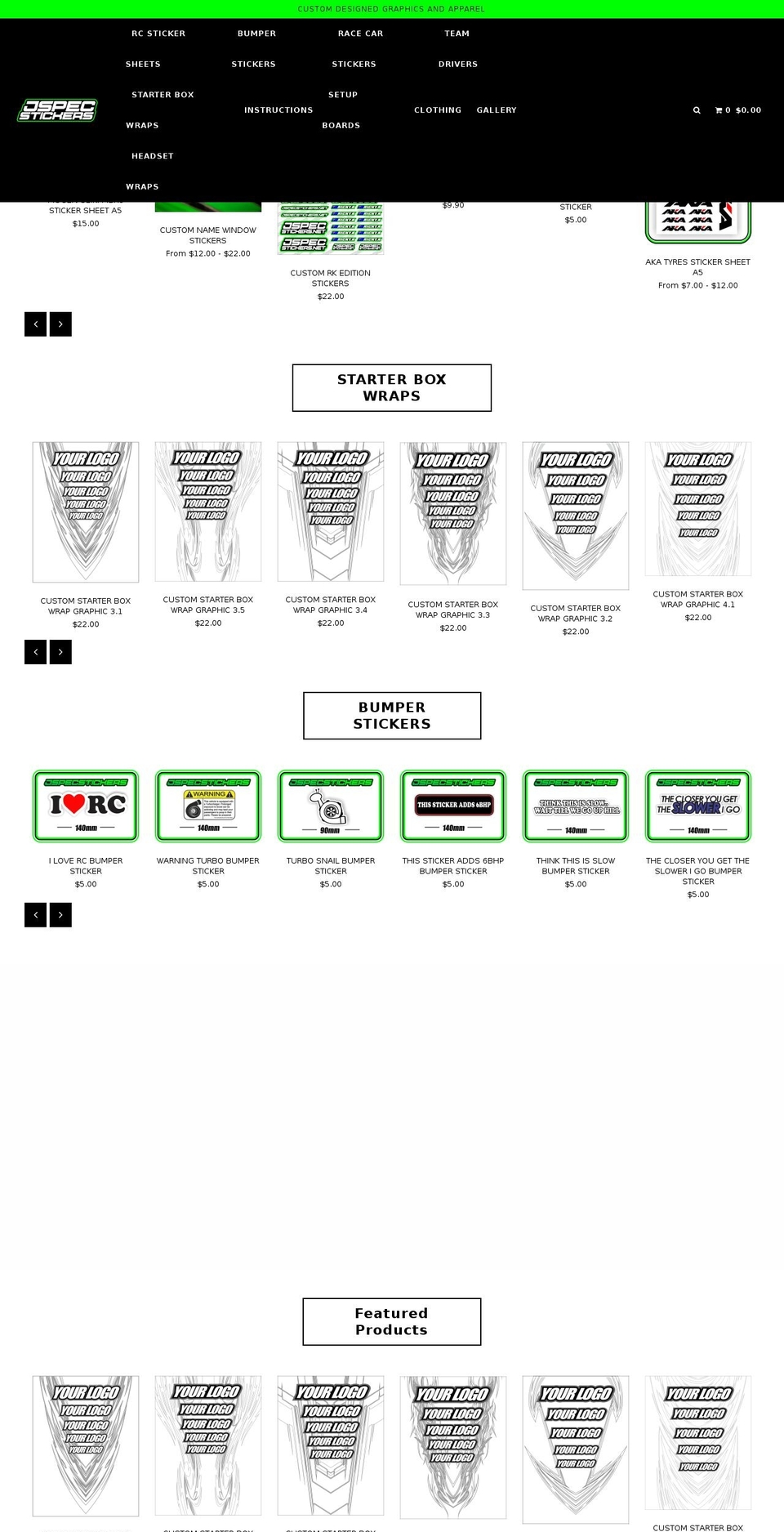 jspecstickers.com — Shopify storefront screenshot