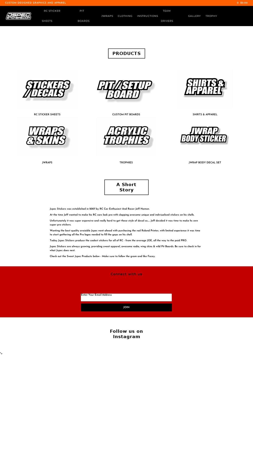 jspecstickers.net shopify website screenshot