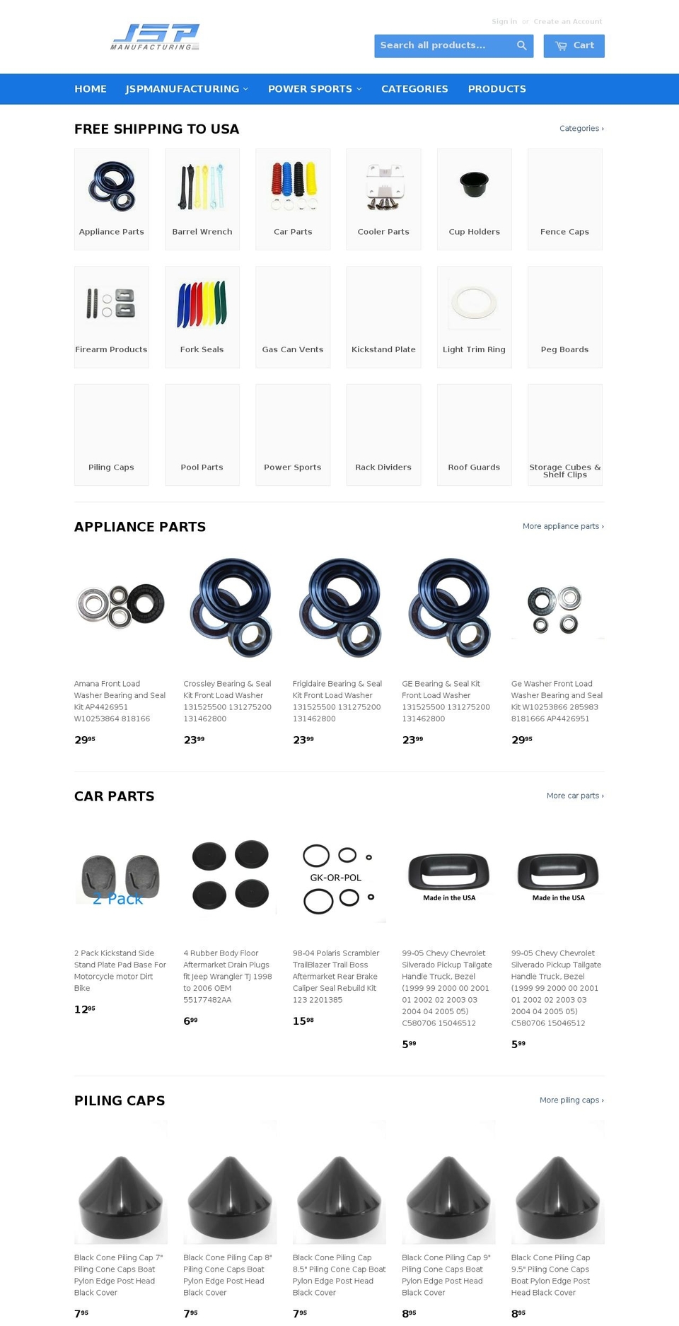 jspmanufacturing.com shopify website screenshot