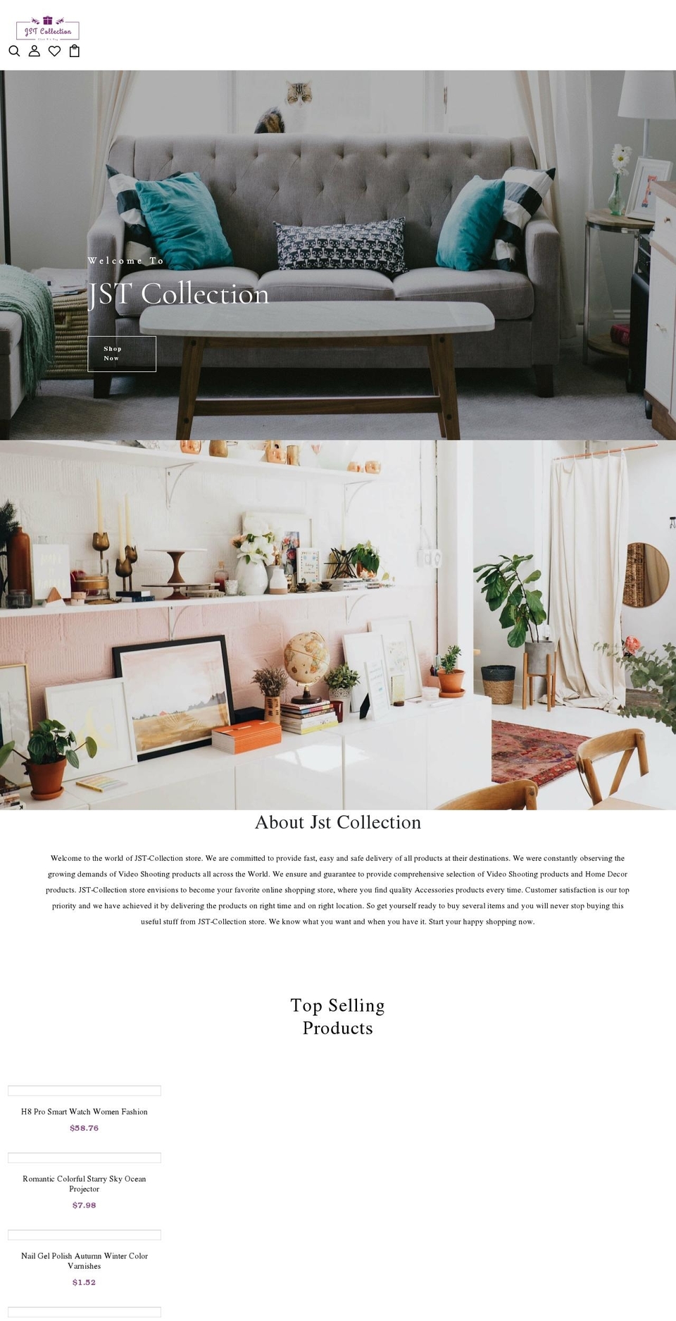 Nekin-home- Shopify theme site example jstcollection.com