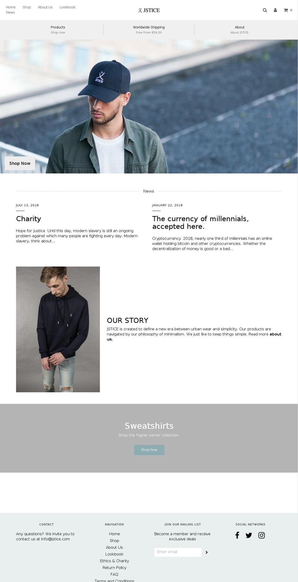 jstice.com — Shopify storefront screenshot