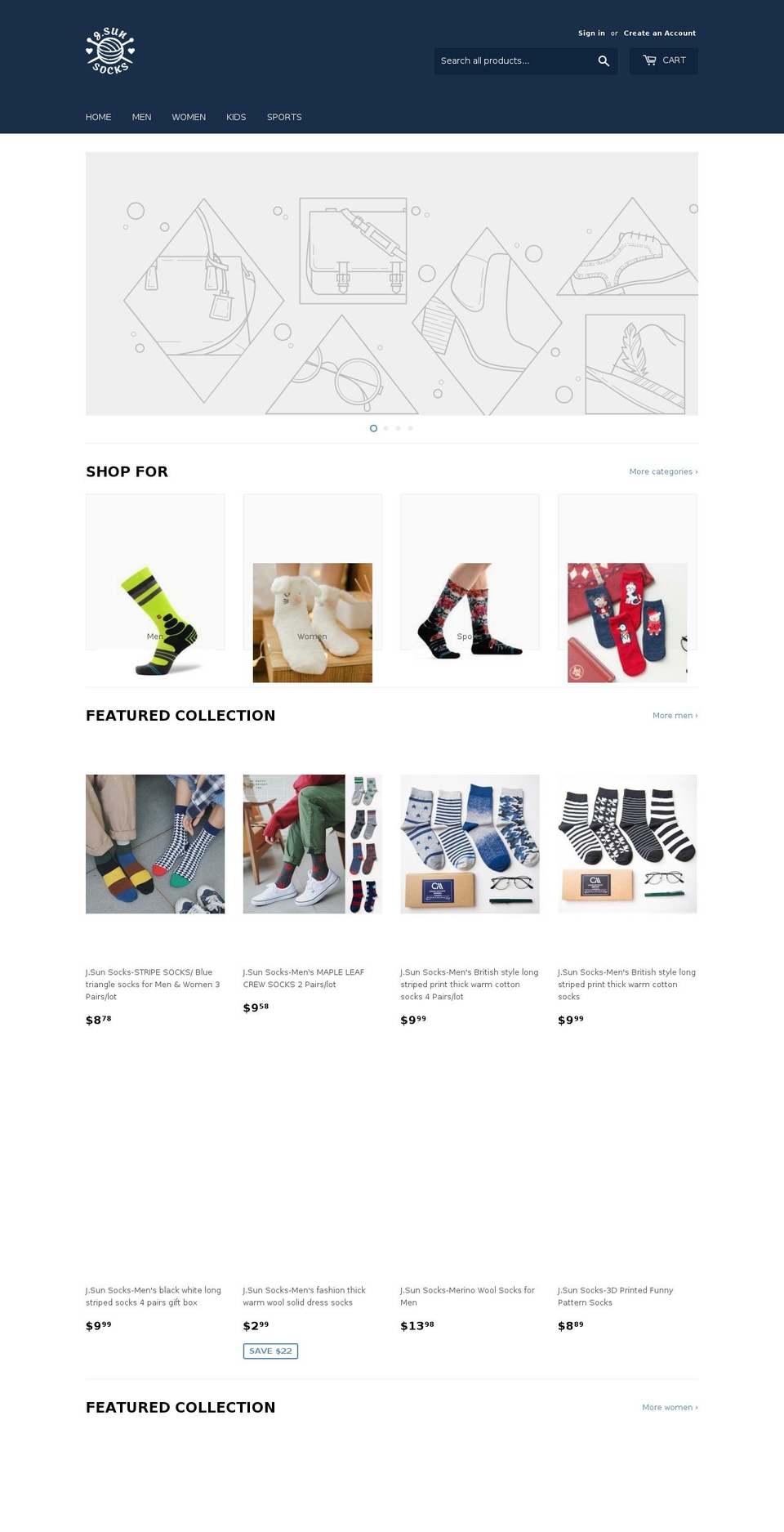 jsunsock.com — Shopify storefront screenshot