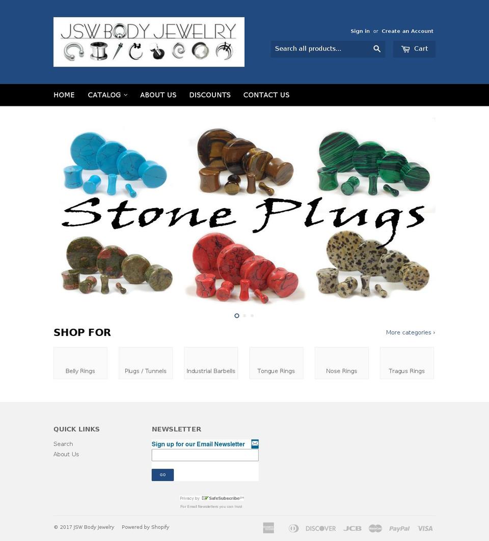 Craft Shopify theme site example jswbodyjewelry.com