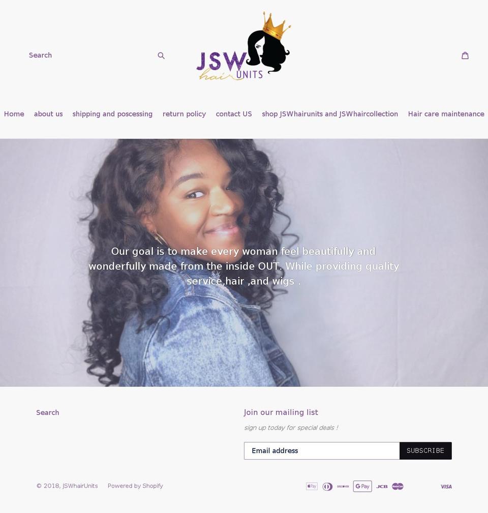 jswhairunits.com — Shopify storefront screenshot
