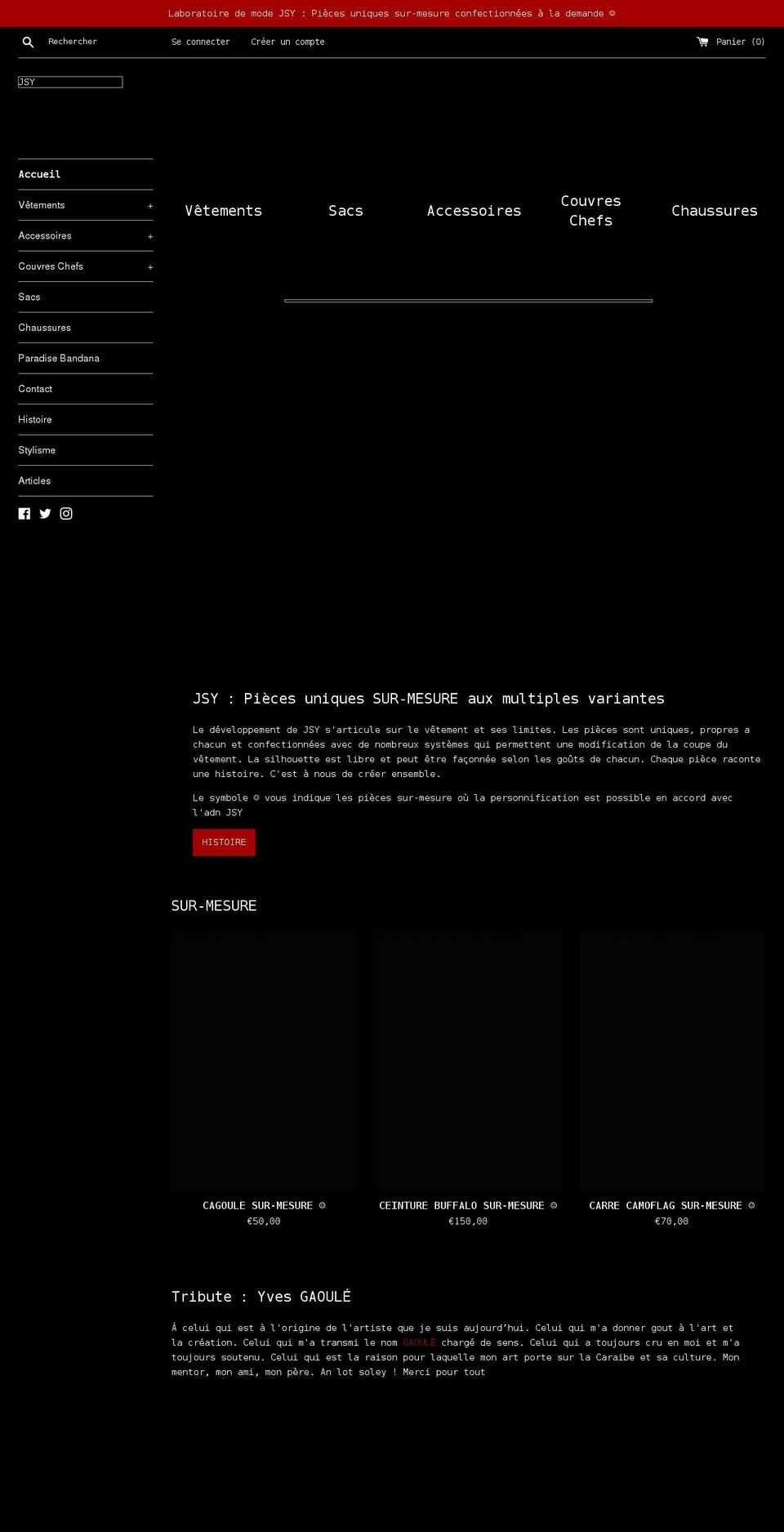 jsy-studios.com shopify website screenshot